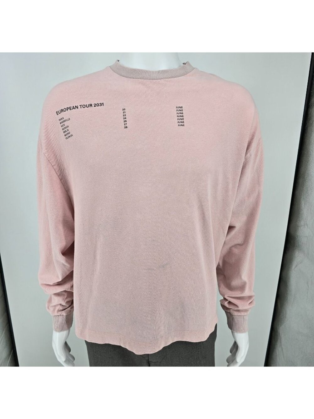 ASOS COLLUSION European Tour 2031 Pink Long Sleeve Knit T-Shirt (S) *Flawed
